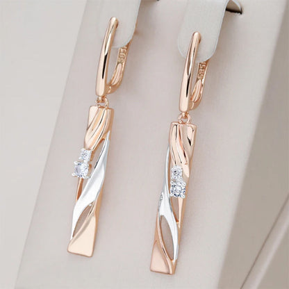 Luxury Long Color Separation Pendant Commuter's All-matching 585 Rose Gold Simulation Earrings