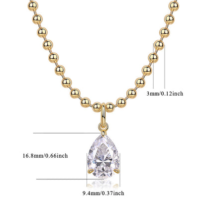 Wish Light - A Fashionable And Trendy Diamond Jewelry Necklace Pendant Set With Pear-shaped Moissanite S925 Sterling Silver And Gold Plating