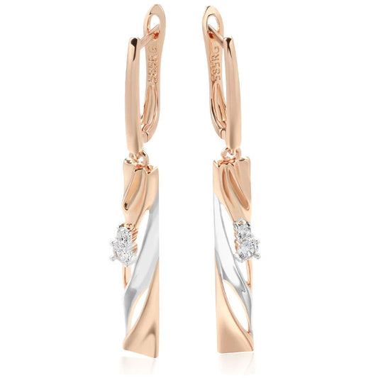 Luxury Long Color Separation Pendant Commuter's All-matching 585 Rose Gold Simulation Earrings