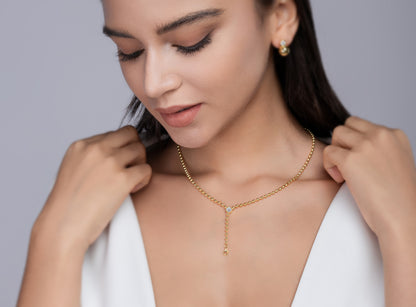 Time Interlaced - A Trendy Diamond Jewelry Necklace Pendant Set With 0.5-carat Moissanite S925 Sterling Silver And Gold Plating