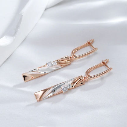 Luxury Long Color Separation Pendant Commuter's All-matching 585 Rose Gold Simulation Earrings
