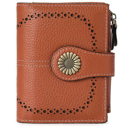 Fashion Women's Short Oil Wax Leather Coin Purse