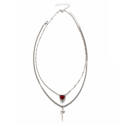 Pendant With One Arrow Heart Love Dagger Multi-layer French Retro Women's Necklace