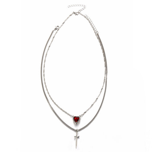 Pendant With One Arrow Heart Love Dagger Multi-layer French Retro Women's Necklace
