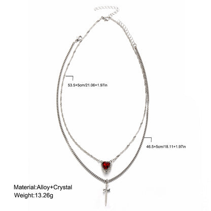 Pendant With One Arrow Heart Love Dagger Multi-layer French Retro Women's Necklace